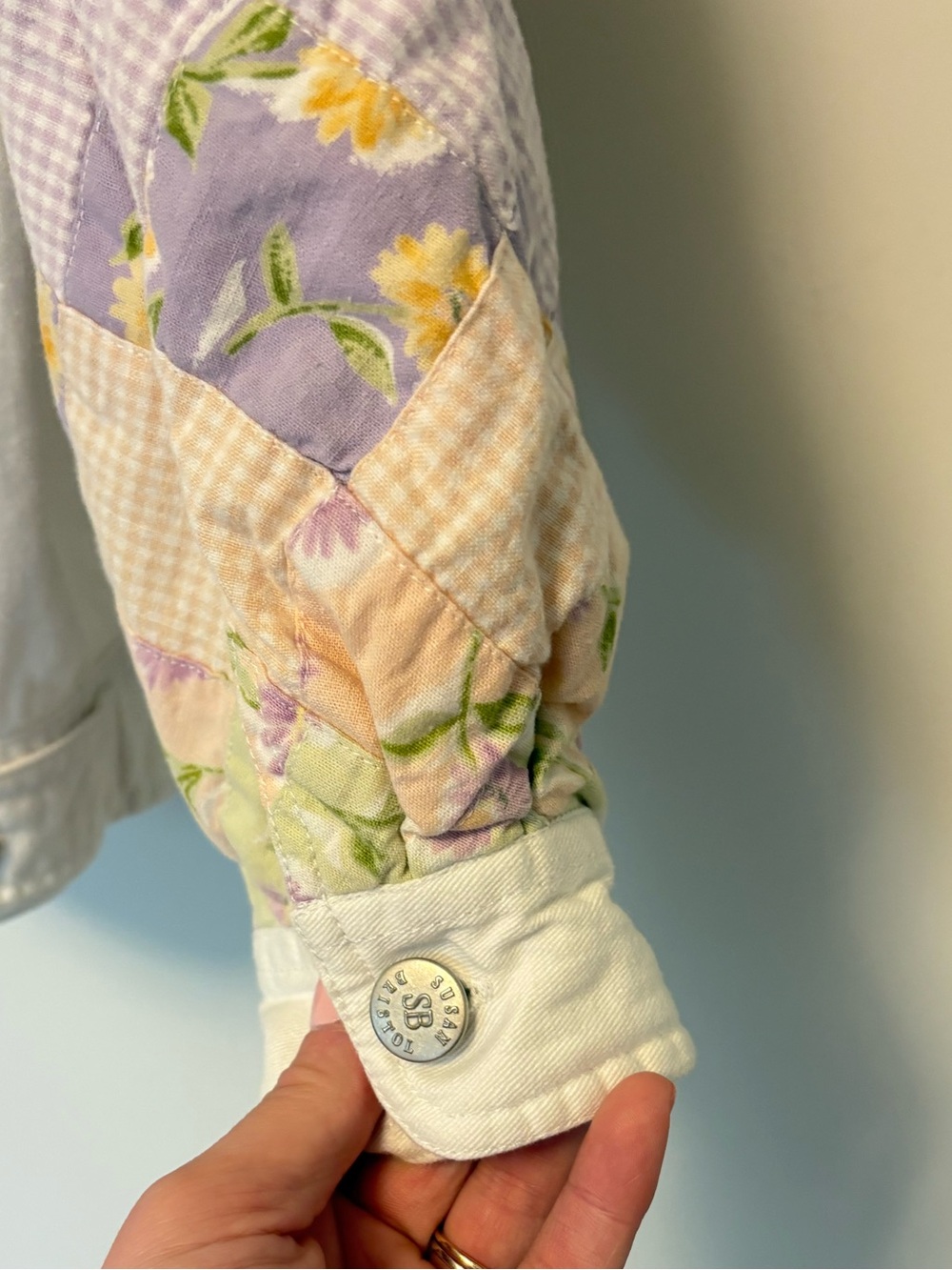 Susan Bristol Casuals Quilted White Denim Jacket Cottage Core Women's Medium - Picture 7 of 10